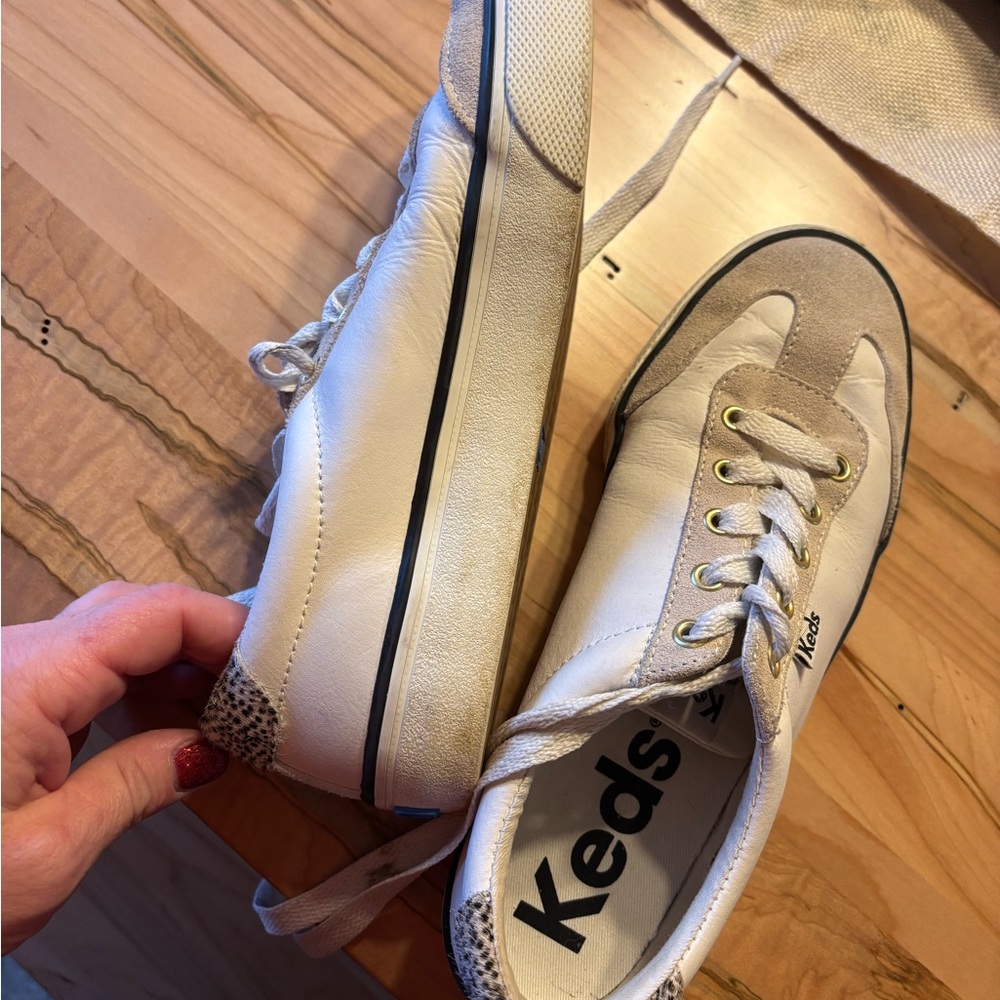 Keds Cream and Black with Leopard details Casual Sneakers